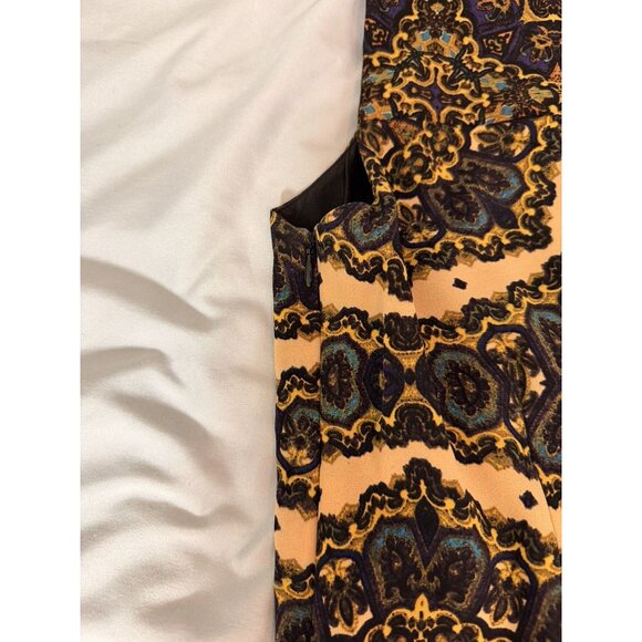 Vince Camuto Women’s Sz 6 Sleeveless Sheath Dress Gold Navy Baroque Print NWOT - Picture 9 of 10